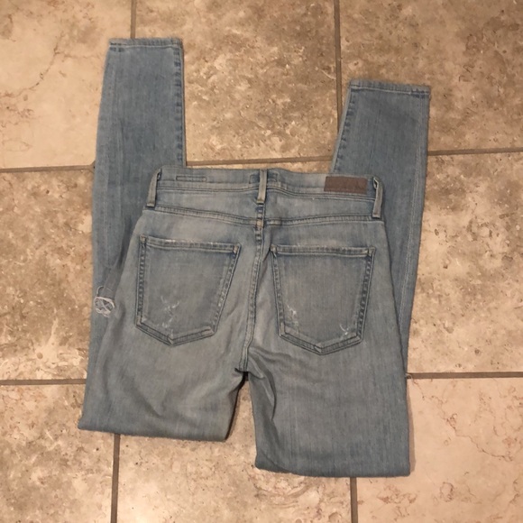 Agolde Sophie distressed ripped light wash faded high waisted crop skinny jeans - Picture 13 of 14